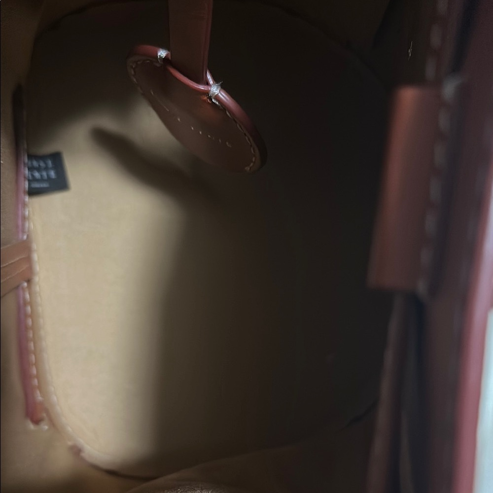 Women’s Tan Leather Backpack with Gold Accent - Picture 8 of 12